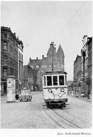 Polish transit tram in Beuthen Germany 1936