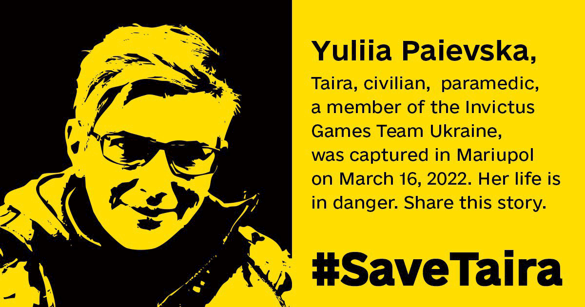 Official Save Taira poster Save Yuliia Paievska poster.