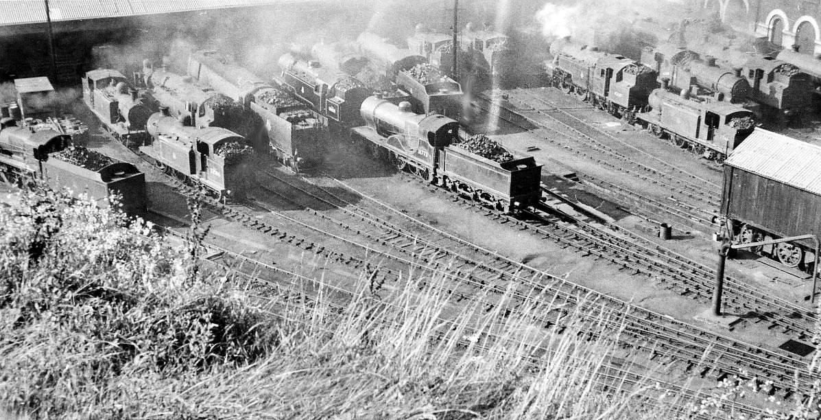 Brighton Works depot seen from above on 11 July 1954