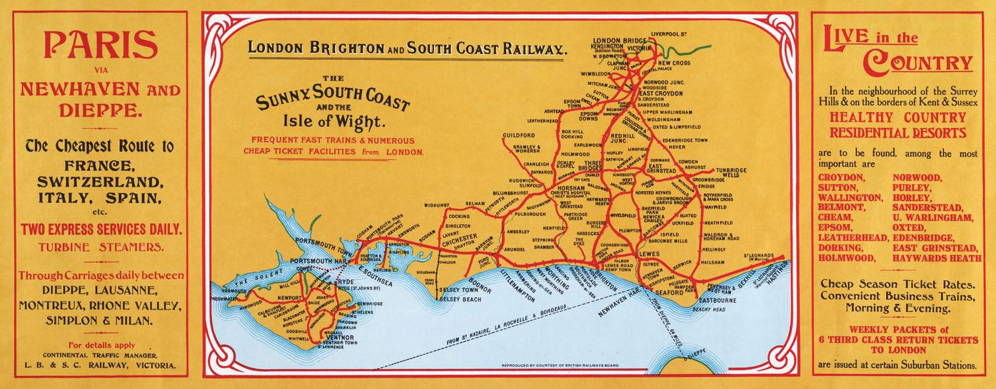 Carriage map of London Brighton and South Coast Railway routes