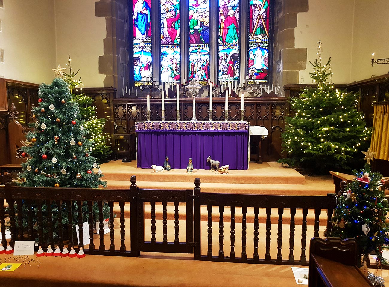 Christmas Trees by the High Altar.