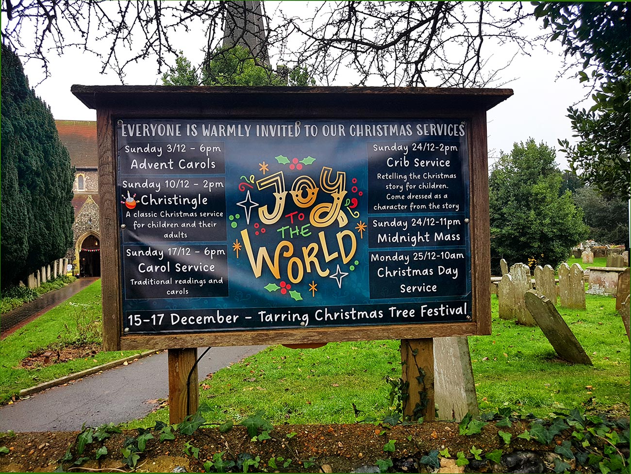 Notice board outside St Andrew's Church.