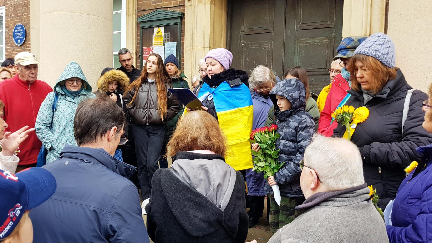 Yaroslava standing outside Worthing Town Hall.