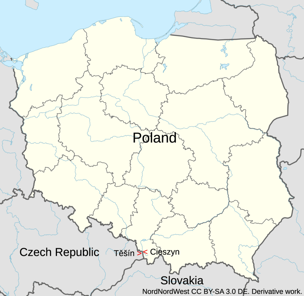 Map location of Cieszyn Map location of Cieszyn.