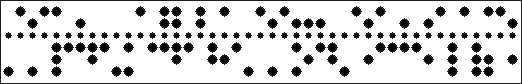 Example of a telex message encoded on paper tape.