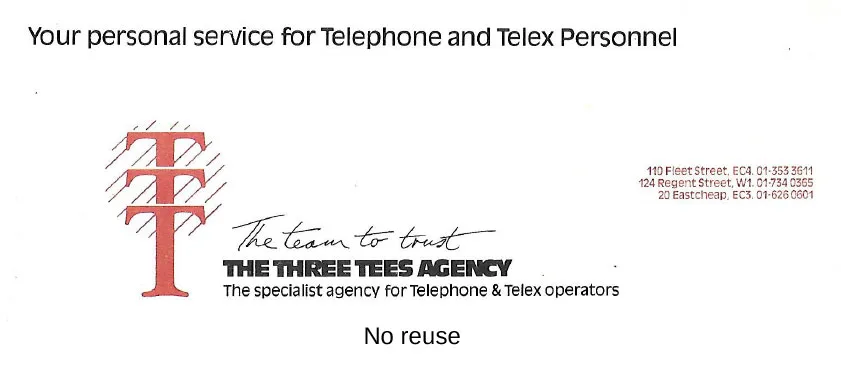 A Three Tees Agency compliment slip.