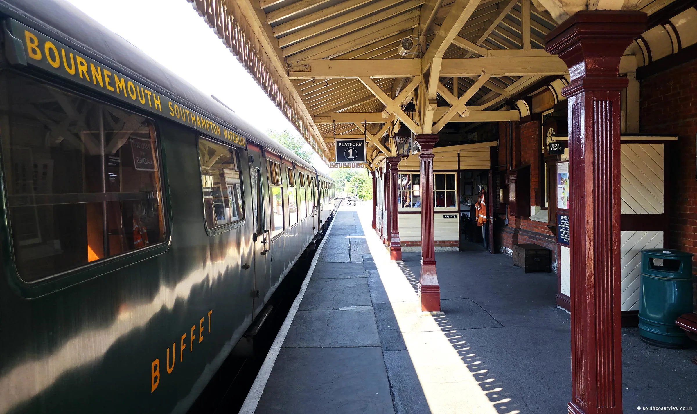 Waiting at platform 1 for departure to East Grinstead Waiting at platform 1 for departure to East Grinstead.