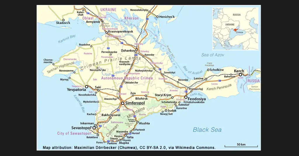 Map of Crimea Ukraine.